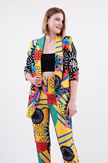 Swass High Waist Collared Patterned Women's Trousers