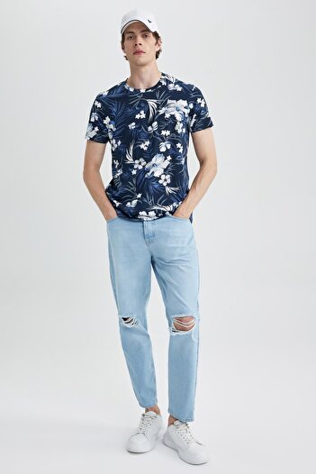 DeFacto Slim Fit Slim Fit Crew Neck Print Short Sleeve T-Shirt A3138Ax23Sm