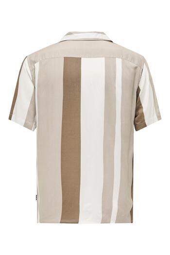 Only & Sons Wayne Life Reg Stripe Viscose Shirt Men's Khaki Shirt22026100-03