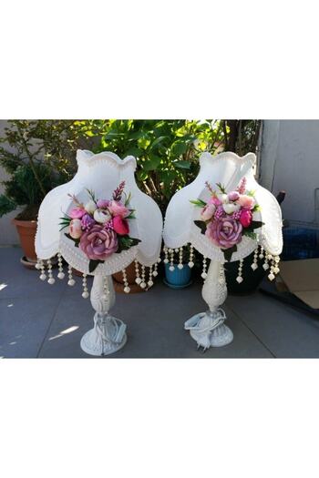 Dekovien 2 Flower Decorated Lampshades - Decorative Items