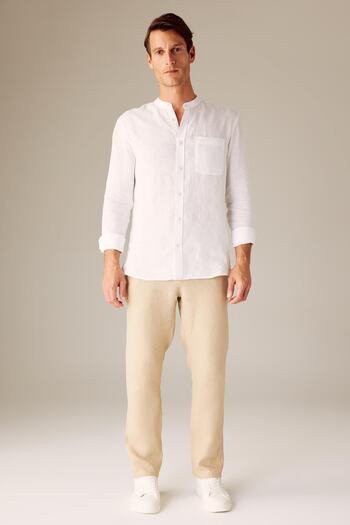 DeFacto Regular Fit 100 Linen Pants X4538az23sm