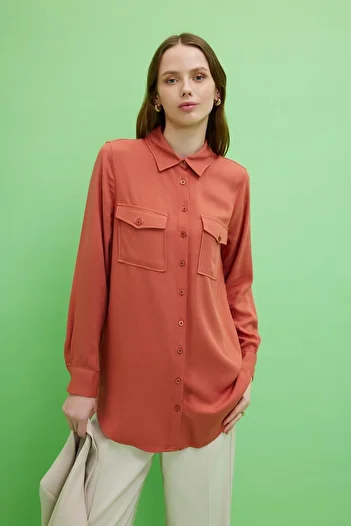 DeFacto Regular Fit Shirt Collar Belmando Long Sleeve Tunic