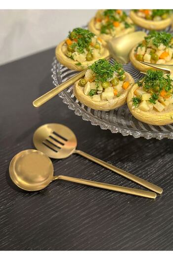 The Mia Gourmet Service Set Matte Gold 2 Pieces
