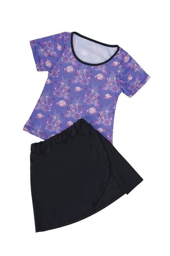 Emayo Children's Swimsuit with UV Protection Short Sleeve Skirt Shorts