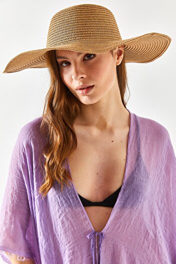 Olalook Women's Camel Straw Hat ŞPK-00000006