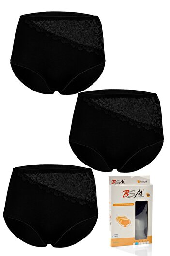 BSM Women's Modal 3-Piece Lace High Waist Panties