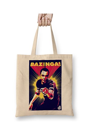 Baskı Dükkanı The Big Bang Theory Bazinga 01 Cloth Bag Long Handle