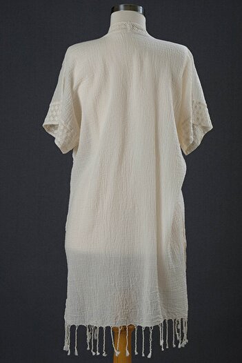 Dosimira Natural Beach Dress with Lace Collar