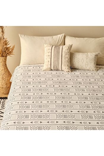 Bella Maison Anchal Pamuklu Çift Kişilik Baskılı Pike Antrasit (200x220 Cm)