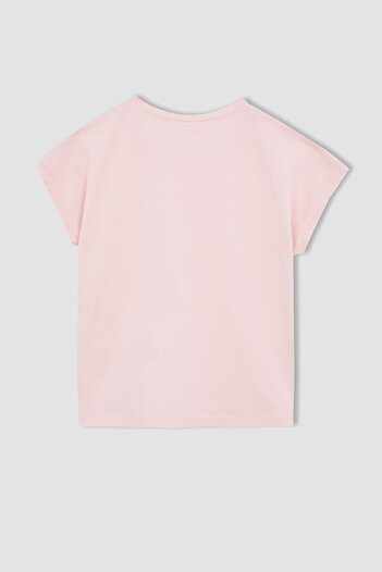 DeFacto Girl's Crew Neck Crop Short Sleeve Cotton T-Shirt