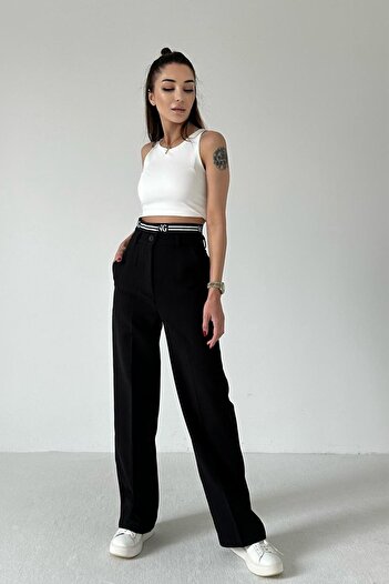 garaccu Women's High Waist Detailed Design Premium Fabric Trousers