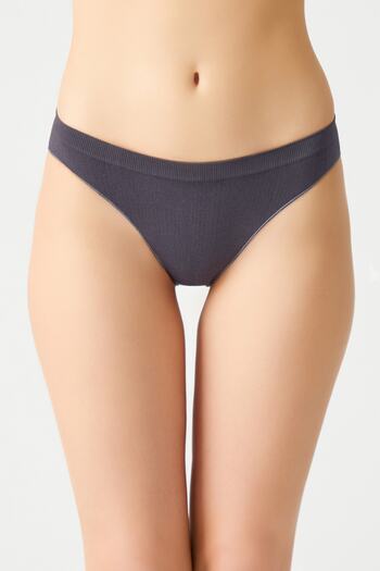 Los Ojos Anthracite Ribbed Seamless Classic Panties Ribbed Classic