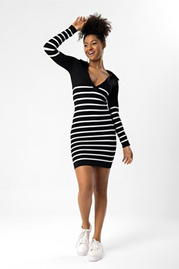 No Matter What Long Sleeve Seamless Polo Collar Dress