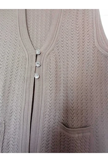 anne moda ankara Openwork, steel knitted, 30% wool, 70% acrylic V-neck 3 buttons, seasonal, 2 pockets, short vest