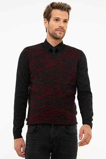 Pierre Cardin Men's Anthracite Gray Melange Slim Fit Knitwear Sweater G021GL0TK.000.867142
