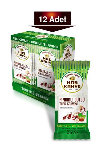 Has Kahve Has Single Drink Hazelnut Milk Turkish Coffee 12 pcs * 20 gr