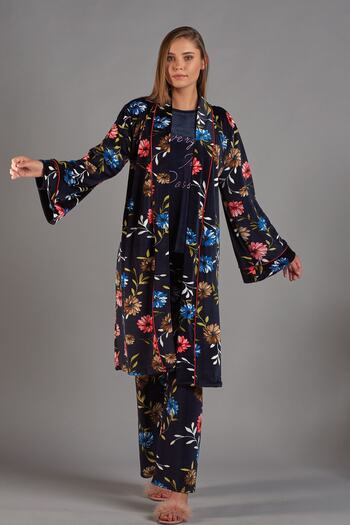 Sevim Women's Navy Blue Single Dressing Gown