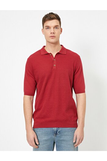 Koton Pánské červené tričko Polo Neck