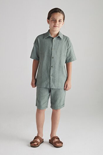 hoQuspoQus Boy's Cotton Linen Double Suit - Green