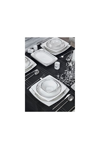 Taç Real Bone Olea Platin 60 Parça 12 Kişilik Yemek Takımı