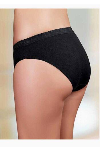 Şahinler Black Waist Elastic Printed Low Waist Slips 12-Piece Economical Pack M New Season