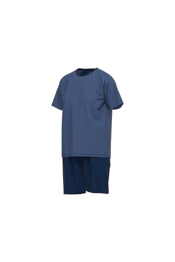 Ceceba Herren Schlafanzug - Pyjama, Baumwolle, Rundhals, Logo, kurz, einfarbig