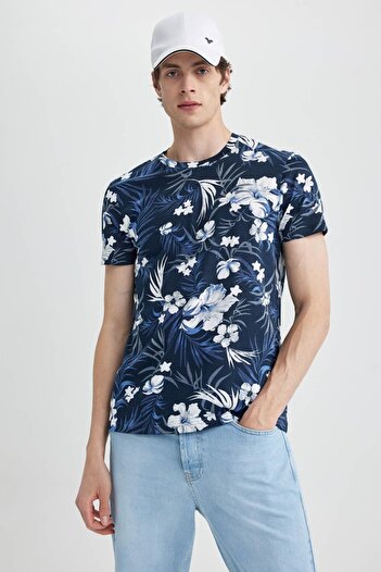 DeFacto Slim Fit Slim Fit Crew Neck Print Short Sleeve T-Shirt A3138Ax23Sm