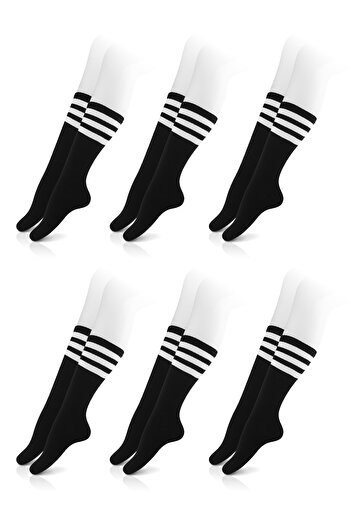 Line Smart Pack of 6 Women's Cotton Striped Soft Breathable College Long Knee Socks