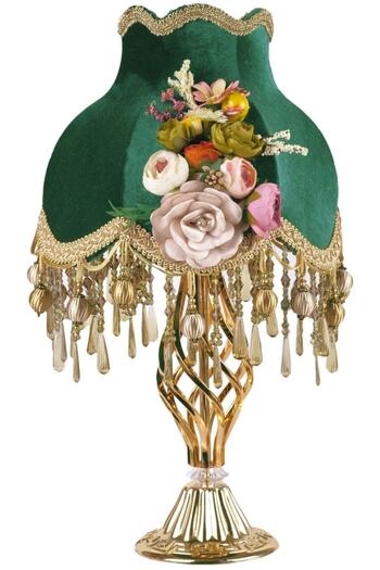 Dekovien Hürrem Green Flower Patterned - Set of 2 Lampshades