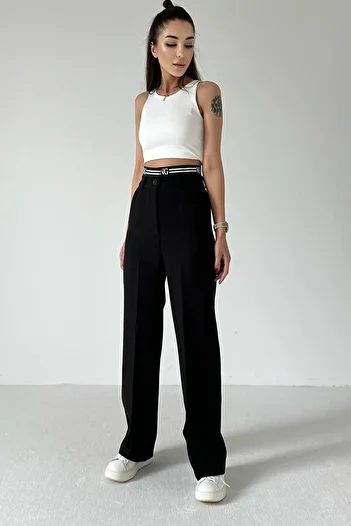 garaccu Women's High Waist Detailed Design Premium Fabric Trousers
