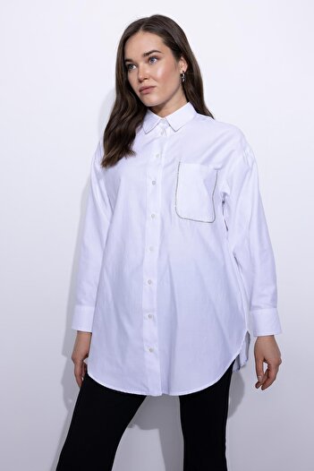 DeFacto Regular Fit Shirt Collar Poplin Long Sleeve Tunic