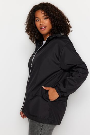 Trendyol Curve Water Repellent Hooded Oversize Coat - Technical Fabric, Thin Seasonal TBBAW24AW00006