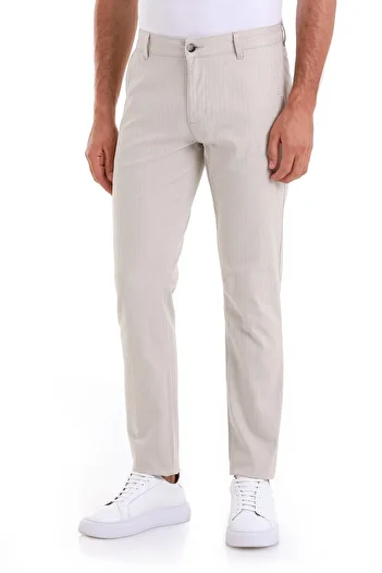 Hatemoğlu Stone Dynamic Fit Patterned Cotton Side Pocket Canvas Trousers