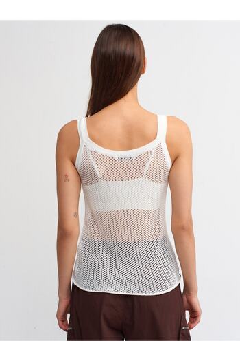 Dilvin 10419 Openwork Pattern Knitwear Undershirt-Ecru