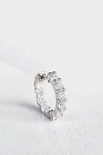 MorMajor Silver TEKLİ İTHAL 1.7CM HALKA FANCY KESİM TAŞLI GÜMÜŞ KÜPE