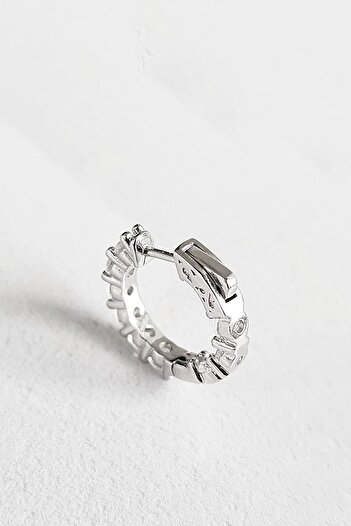 MorMajor Silver TEKLİ İTHAL 1.7CM HALKA FANCY KESİM TAŞLI GÜMÜŞ KÜPE