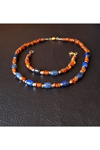 Asteria Elite Agate Amber Oud Tree Evil Eye and Protection Necklace Bracelet Set