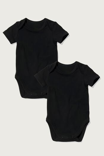 Lilabio Premium Quality Supreme Fabric 2-Piece Black Short Sleeve Baby Body