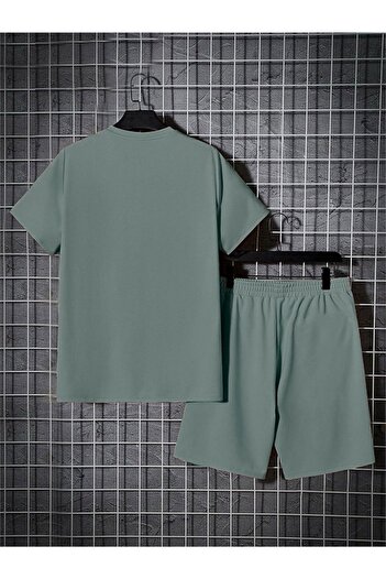 Keywest Plus Size Men's Brooklyn Printed Summer Shorts T-Shirt Set