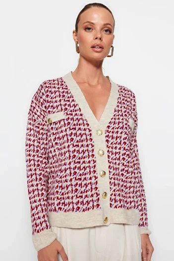 Trendyol Collection Beige Wide Fit Knitwear Cardigan TWOAW22HI0268