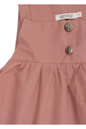 Ozmoz By Mukadder Özden Organic Thick Strap Layered Girl's Brown Gilet Dress