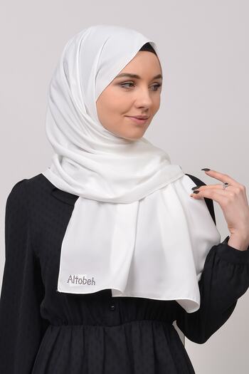 Altobeh Medina Silk Straight Hijab Shawl-white