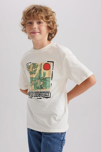 DeFacto Boy's Oversize Fit Crew Neck Printed Short Sleeve T-Shirt A7541a823sm