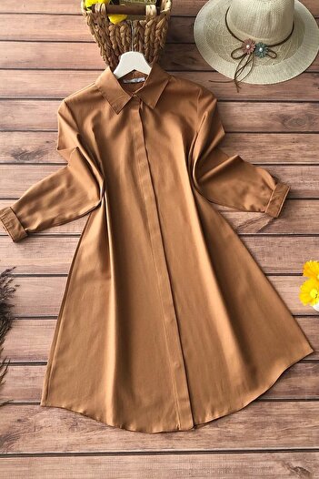 Kirazgym Γυναικείο πουκάμισο Camel Boyfriend Tunic