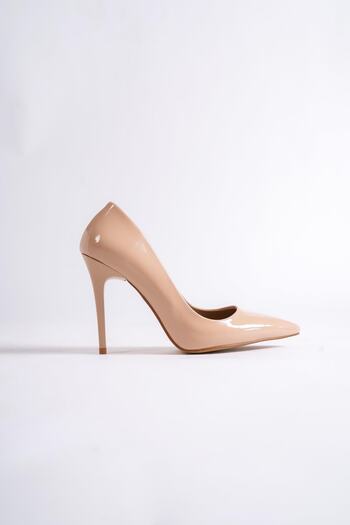 Modabuymus Lapita Tan Patent Leather Thin High Heel Stiletto Shoes