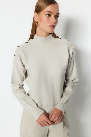 Trendyol Collection Stone Button Detailed Knitwear Sweater TWOAW24KZ00370
