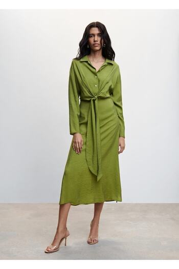 MANGO Woman Knot Detailed Shirt Dress
