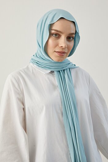 Yefrastore Şal din bumbac pieptănat Hijab pentru femei Sky Blue