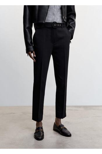 MANGO Woman Belted Straight Cut Trousers