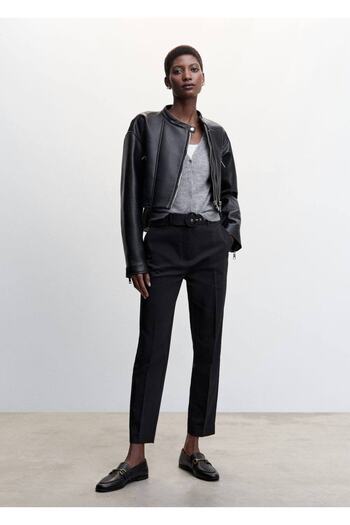 MANGO Woman Belted Straight Cut Trousers
